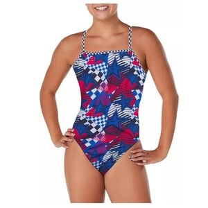 Speedo Women's Printed Double Crossback Swimsuit. NWT. Size 36.
